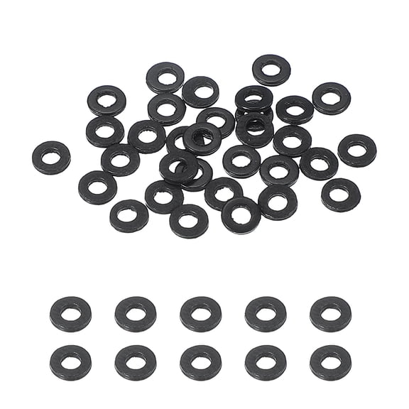 30Pcs M2 Flat Washers 2mm ID 4mm OD 0.8mm Thick Sealing Spacer Gasket Ring Water Hose Washers, Clear Black