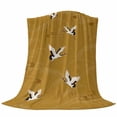thumbnail image 6 of Japanese Style Blanket Soft Cozy Warm Throw Blanket for Couch, Plush Fuzzy Flannel Fleece Blankets for Sofa, Vintage Art Cranes Ocean Wave Yellow Bed Blankets Lightweight Gifts for Women, 40"x50", 6 of 9