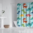 thumbnail image 2 of Blue Stripes Dinosaurs Pattern Shower Curtain 84"x72" ,Bathroom Decorative Shower Curtains Set with 12 Hooks,Modern Waterproof Washable Shower Curtain, 2 of 6