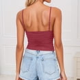 thumbnail image 4 of Wang6 Ribbed Cropped Camisole Tops for Women Sleeveless Deep V Neck Spaghetti Strap Cami Tops Tshirts Causal Slim Summer Tops Tees Red S, 4 of 5