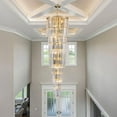 thumbnail image 3 of Posiosa Luxury Modern Long Staircase K9 Chandeliers Gold Top Design 10-Tier Large Foyer Entrance Chandeliers for High Ceiling Big Crystal Chandelier(Height 78.7 inch 20 Lights), 3 of 6