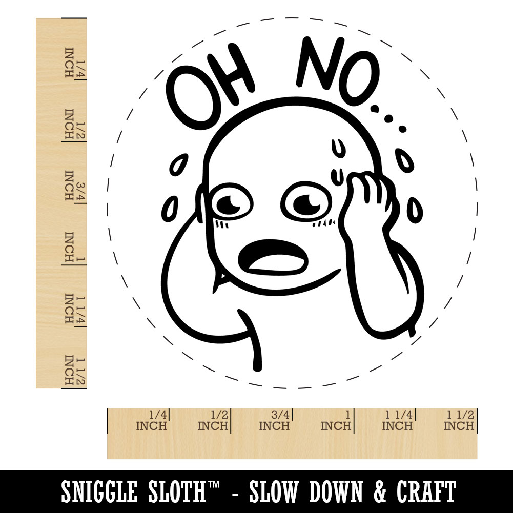 Oh No Panic Mistake Sweating Reaction Self-Inking Rubber Stamp Ink Stamper for Stamping Crafting Planners - Black Ink - Large 1-1/2 Inch