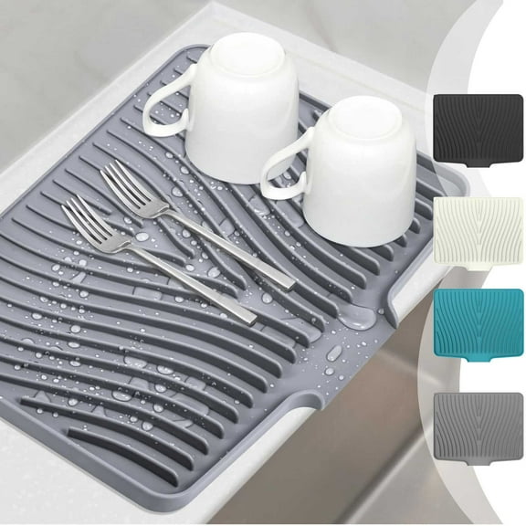 OEFNTAC Silicone Drying Mat for Kitchen Counter Non-Slip Heat Resistant Dish Drying Rack 15.7x13in