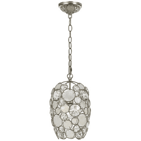 Capiz Shell Chandelier Mini Chandeliers 1 Light With Antique Silver Natural White Capiz Shell Crystal 9 inch 100 Watts - World of Lighting ()