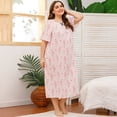 thumbnail image 7 of EFINNY Women's Plus Size Printed Loungewear Home Wear Short Sleeve Nightgown Lace Stitch Nightdress, 7 of 7