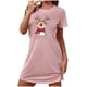 thumbnail image 1 of Camisón corto de talla grande para mujer, camisón de manga corta con estampado en el pecho, camisón corto, 1 of 3