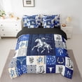 thumbnail image 3 of Homewish Blue Buffalo Tribal Bedding Comforter Set 7pcs for Adult, Hippie Cowgirl King Bedding Sets, Rustic Horse Animal Reversible Bed Sheets, Super Cozy Room Decor, 3 of 8