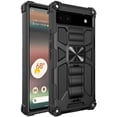 thumbnail image 3 of Compatible for Google Pixel 6a Case w/Tempered Glass Screen Protector [Military Grade] Ring Car Mount Kickstand Shockproof Hard Phone Case - Black, 3 of 8