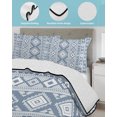thumbnail image 3 of Twin XL Quilt Bedding Set, Ethnic Tribal Blue Reversible Summer Quilt 3 Pieces, Traditional Geometric Boho Lightweight Bedspreads Coverlets with 2 Pillow Shams for All Seasons, 3 of 5