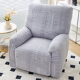 thumbnail image 1 of Xiao Hua Funda de sofá gruesa con estampado de rayas jacquard, elástica, antiarañazos, color gris, para sillón reclinable de 3 plazas, fácil de instalar y lavable., 1 of 5