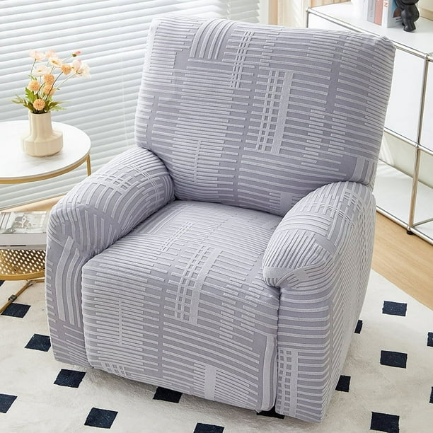 Nvzi Funda de sofá elástica de jacquard gris, funda de sofá reclinable de 2 plazas para sala de estar, fácil de instalar, lavable, protector de sofá