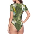 thumbnail image 4 of Daiia Surfing Dinosaur print Women's Crew Neck Short Sleeve Bodysuit Fashion Tops Fit Casual Basic Extender Bodysuit-X-Large, 4 of 9