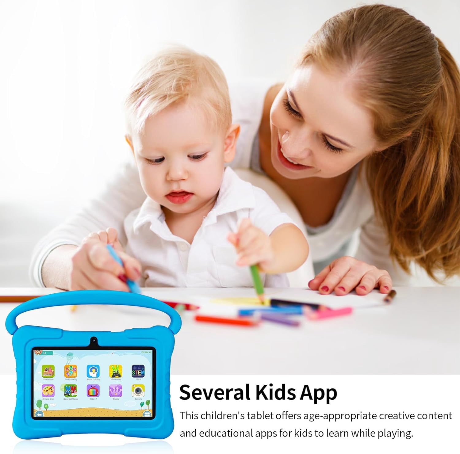 HDJ 7 in 1024 x 600 Child Tablet, 32 GB, Android, Wi-Fi, Bluetooth, Blue