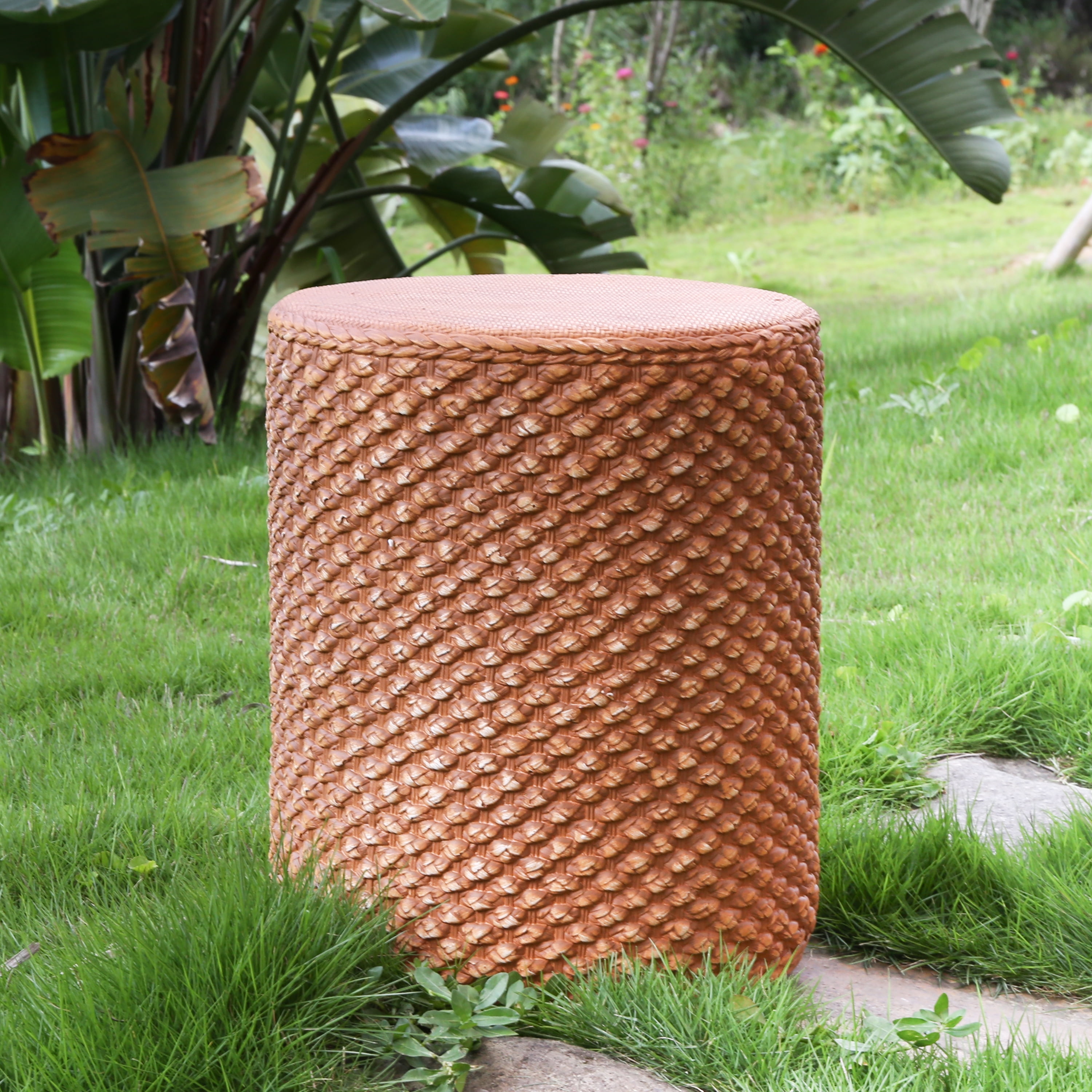 Round Side Table for Garden Balcony Deck, Brown