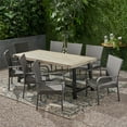 thumbnail image 3 of GDF Studio Belasera Outdoor Acacia Wood and Wicker 9 Piece Dining Set, Light Gray and Gray, 3 of 13