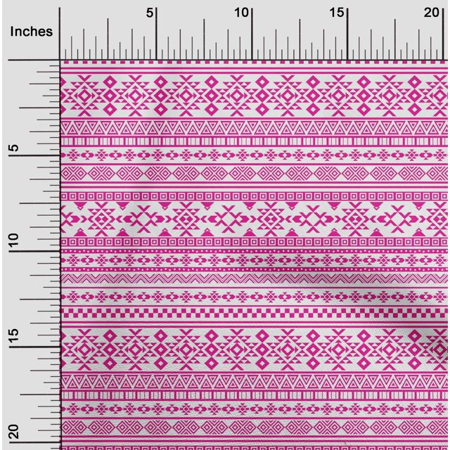 oneOone Cotton Poplin Fuschia Pink Fabric Geometric Tribal Sewing Material Print Fabric By The Yard 42 Inch Wide