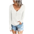 thumbnail image 2 of IROINNID Deals Womens Long Sleeve V-Neck Shirts Lounge Loose T-shirt Autumn Blouse Pullover Tops,White, 2 of 6