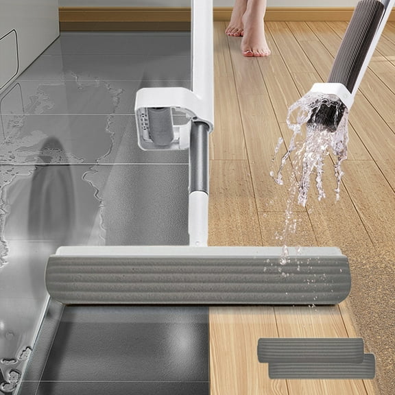 Suction Sponge Foam Mop ,180 ° Rotatable Sponge Mop with Lifting Of Dewatering,Floor Scrubbers Household Cleaning Tool Save 50% off