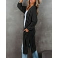 thumbnail image 5 of Coolmee Casual Open Front Knit Cardigan Sweaters for Women Spring Long Sleeve Drape Outwear with Pockets Black 2XL Size, 5 of 6