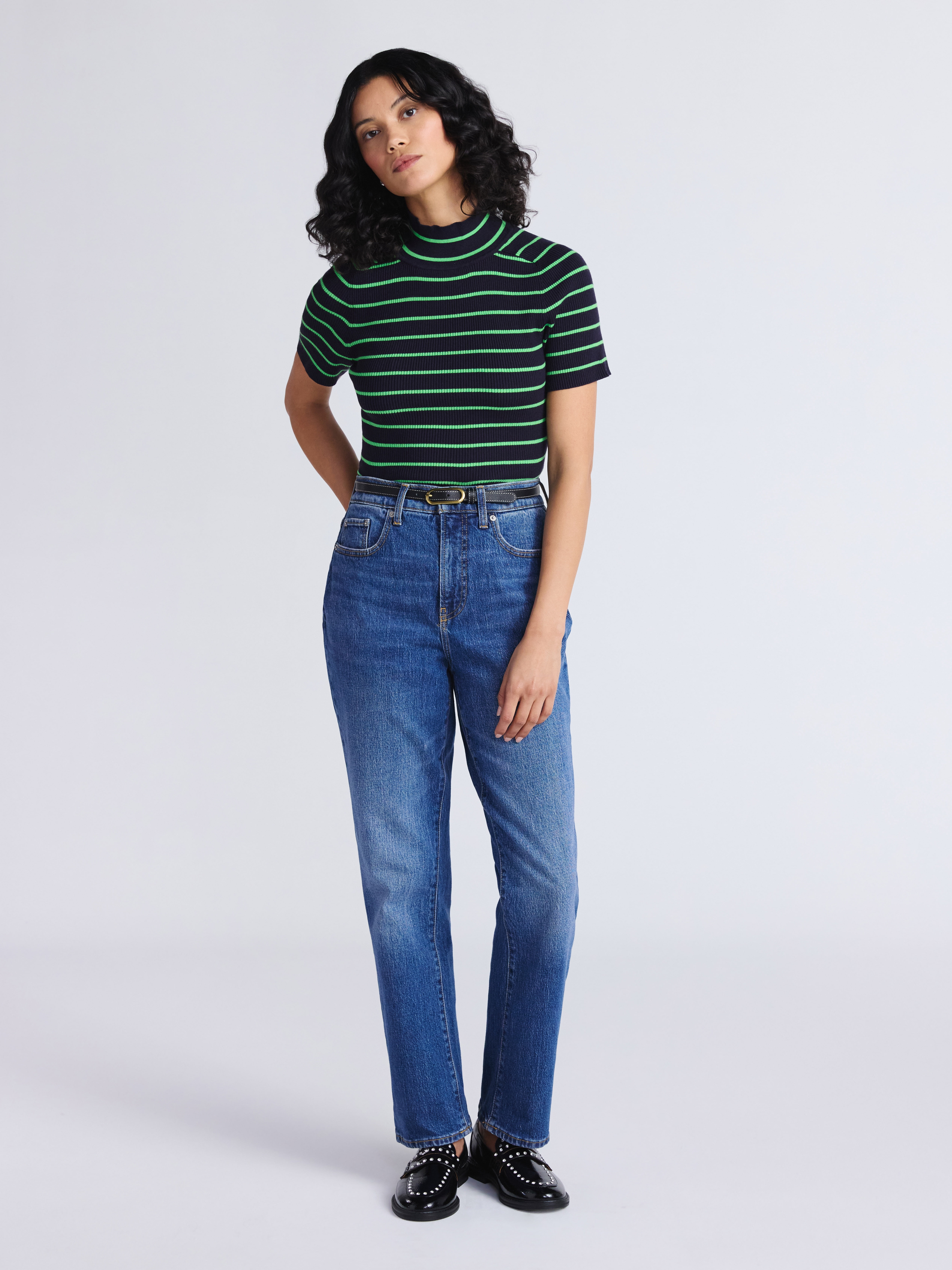 Free Assembly Women's Cozy Yarn Mock Neck Sweater with Short Sleeves, Lightweight, Sizes XS-XXL