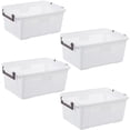 thumbnail image 1 of HANAMYA Stackable Storage Basket Organizer with Handle 20 Liter White (Set of 4), 1 of 13