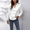 thumbnail image 2 of Camisa de manga larga Nikou para mujer con botones de seda satinada, 2 of 5