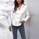 thumbnail image 4 of Top Informal Para Mujer, Blusa De Manga Larga De Seda Satinada Con Botones, Moda Suave Para El Hogar, La Oficina Y Las Citas ANGGREK Blanco XXL, 4 of 5