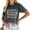 Dark Gray, variant on Women's Casual Letter Print Short Sleeve T Shirt Top | Trendy Summer Graphic Tees | Soft And Comfortable | S XXL Long Sleeve Tops for Women Loose T Shirts Juniors Graphic Tops Tee Shirt Women T Shirt