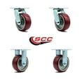 thumbnail image 2 of 5 Inch Poly on Aluminum Caster Set with Ball Bearings 2 Swivel 2 Rigid SCC, 2 of 2