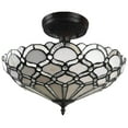 thumbnail image 2 of Amora Lighting Tiffany Style Ceiling Fixture Lamp Jeweled 17" Wide Stained Glass White Bedroom Hallway Gift AM108CL17B, 2 of 4