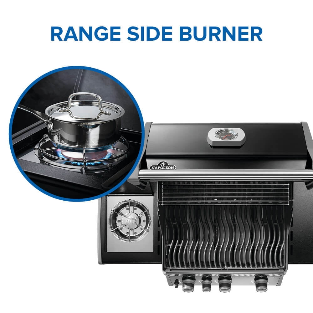 Napoleon Rogue 425 3-Burner Natural Gas Grill in Black with Cast Iron Cooking Grids and Range Side Burner