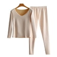 thumbnail image 1 of Conjunto de ropa interior térmica para mujer con forro polar y cuello en V ultra suave, 1 of 8