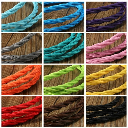 - 1M Vintage Color Twist Braided Fabric Cable Wire Cord Electric Light Lamp DIY Lighting Home Decor