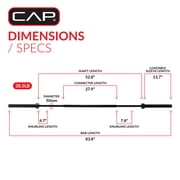 CAP Barbell 7' 3-Piece Thread Lock Olympic Weightlifting Straight Bar
