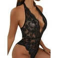 thumbnail image 4 of Enwejyy Women's Lingerie Underwear Crotchless Sexy Deep V-Neck Sheer Backless Lace Halter One Piece Bodysuit Babydoll Sleepwear, 4 of 5
