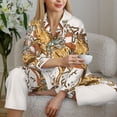 thumbnail image 6 of Honeii Vintage Wild West Cowboy Print Women's Pajama Sets Long Sleeve Button Down Sleepwear Nightwear Soft Pjs Lounge Sets 2PCS-XX-Large, 6 of 7