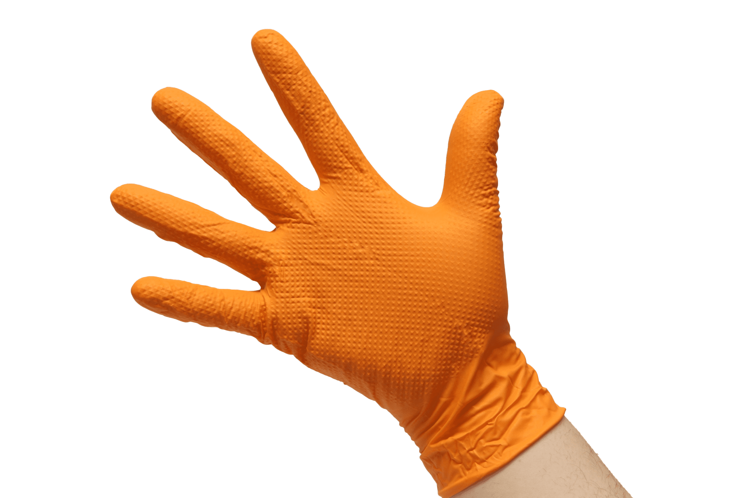 Eppco Tiger Grip Orange Nitrile Gloves, Hi-Vis, 8MIL Thickness, Diamond Texture, Extra Large, 10 Boxes