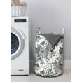 thumbnail image 3 of Floral Laundry Bag, Detailed Engraving Look Spring Sketch Butterfly Flowers Leaves Print, Basket with Handles Drawstring Closure for Laundromats, 13" x 19", Charcoal Grey and White, by Ambesonne, 3 of 4