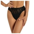 thumbnail image 2 of HOWPAY High Waisted Bikini Bottoms Women Crochet Hollow out V Cut Full Coverage Bathing Suit Bottoms Solid Color Beach Pool Swimsuit Brief Black S, 2 of 4