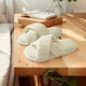 thumbnail image 5 of Zapatillas de casa con correa cruzada cómodas cálidas y esponjosas con puntera abierta para interiores y exteriores suela antideslizante para mujeres, 5 of 9