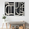 thumbnail image 2 of IDEA4WALL Framed Canvas Print Wall Art Modern Graphic Black & White Curved Line Patterns Illustrations Abstract Digital Art Decorative Contemporary for Living Room, Bedroom, Office - 16"x24"x2 White, 2 of 5