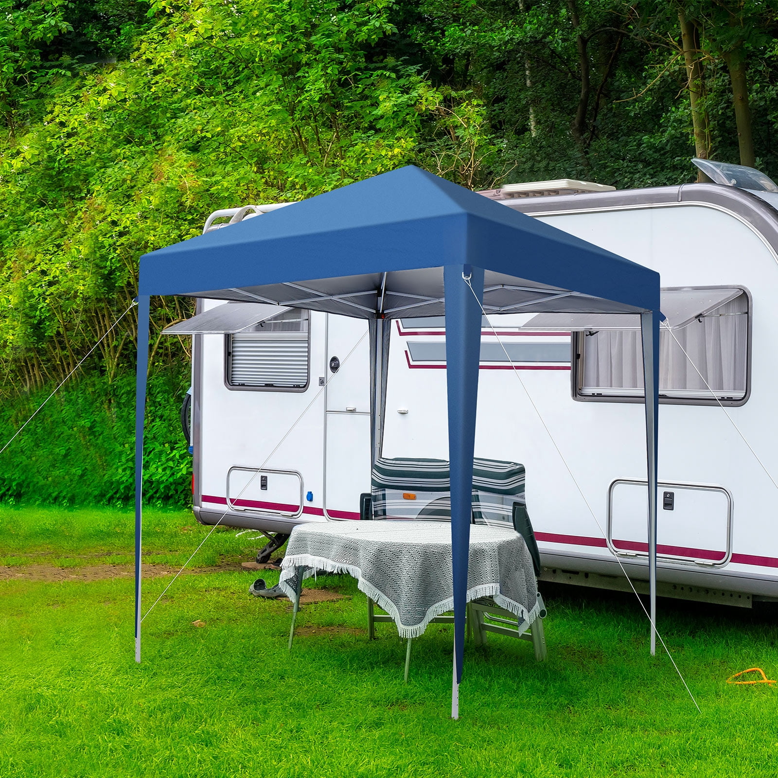 2x2m waterproof right-angle folding tent, outdoor pop-up awning with portable bag, suitable for camping, outdoor activities, stalls, commercial activities. Blue