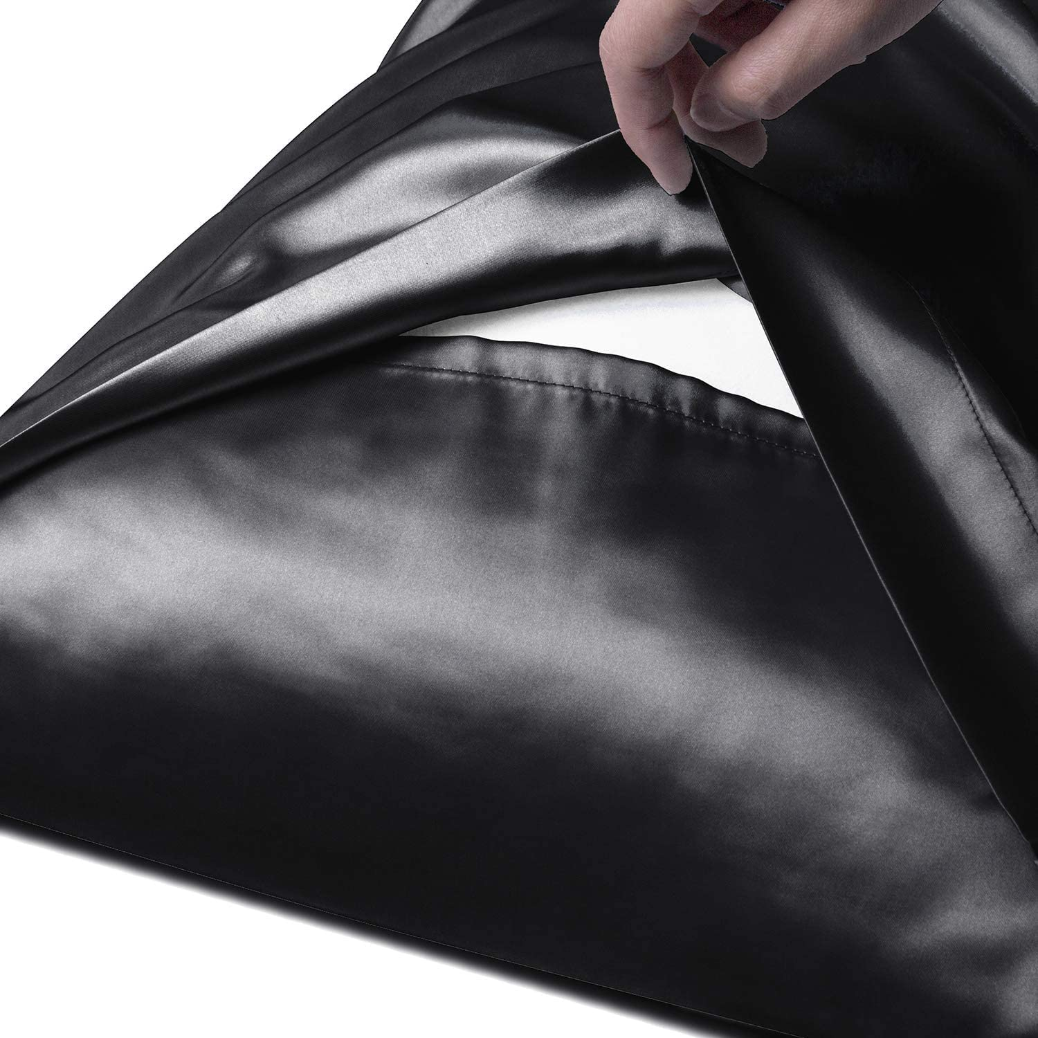 Satin Silk Body Pillow Pillowcase for Hair and Skin, Premium and Silky Black Lon