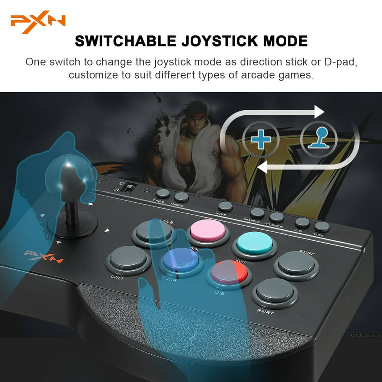 Wired Fight Stick, Classic Black And Red Color Schem Wired Arcade Joystick  For Switch For PC For PS3