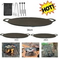 thumbnail image 2 of Poêle à Griller 30/33/36CM Antiadhésive Plateau de Cuisson BBQ avec Plateau Réglable Chaîne de Support Portable pour Cuisine de Camping en Plein Air Cuisson 36CM, 2 of 6