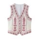 thumbnail image 5 of HH TRAF Chaleco sin mangas con cuello en V sólido de moda de verano para mujer, chaleco informal con fajas bordadas de un solo pecho para mujer, 5 of 5
