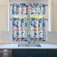 thumbnail image 3 of Kitchen Curtains 36 Inch Short - 3 Panel Set, Seashell Starfish Nautical Print, Rod Pocket Window Curtain for Tropical Beach Farmhouse, Sea Coral Cute Design, Easy Wash, 3 of 6