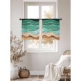 thumbnail image 2 of Green Beach Sheer Curtains for Living Room Bedroom Abstract Stripes Gradient Ocean Brown Sand Sheer Curtains 45 Inch Long 2 Panels Set Light Filtering Curtain Window Treatments Drapes for Dining Room, 2 of 6