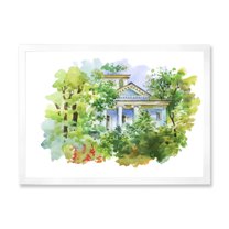 Designart 'White House In The Green Woods' Traditional Framed Art Print