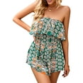 thumbnail image 1 of VISgogo Mameluco de Mujer, Sin Mangas Cintura Alta Abrigo Pecho Retro Estampado Casual Fiesta Verano Mono Corto VISgogo  moda, 1 of 6
